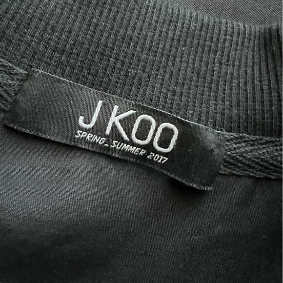 J KOO Black Ruffle Elongated Tee T-Shirt Top Mini Dress K-POP Designer Runway XS - Picture 15 of 16